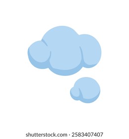 Dust cloud. Comic book little smoke puff stream clouds, cloud puffs silhouettes flat vector illustration icon. Cartoon tiny smoke cloud on white background.