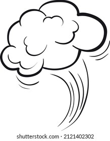 Dust cloud comic effect. Air blow motion isolated on white background
