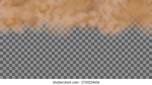 Dust cloud  or dry sand flying ,road dust cloud with particles with dirt,cigarette smoke, smog, soil and sand  particles.  Concept house cleaning, air pollution,big explosion,desert sandstorm.
