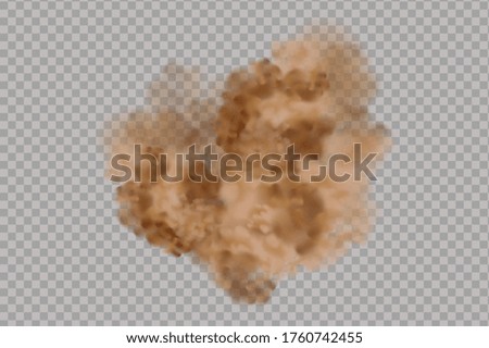 Dust cloud  or dry sand flying ,road dust cloud with particles with dirt,cigarette smoke, smog, soil and sand  particles. Realistic vector isolated on transparent background. 
