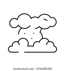 Dust cloud explosion or smoke rising, depicting an impact or sudden event with a stylized line art representation, suitable for web icons, mobile apps, and graphic design projects