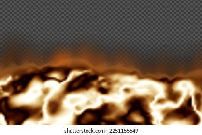 Dust cloud with  fire,cigarette smoke and black smog.Realistic vector isolated on transparent background. Concept house cleaning, air pollution,big explosion,desert sandstorm.
