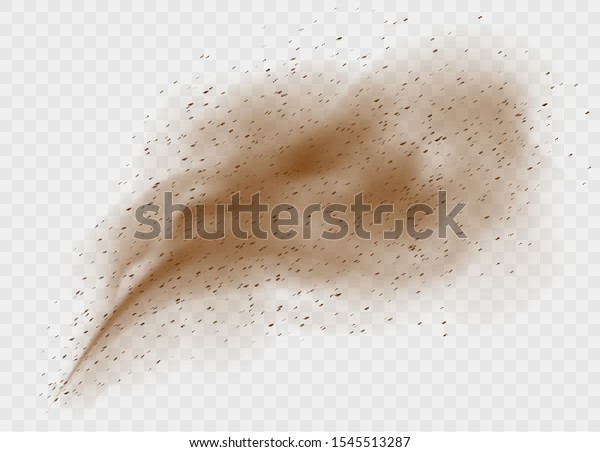 透明な背景に塵雲と地粒子 土粒のコンセプトで 茶色の砂嵐の爆発 砂漠の背景に汚い砂雲のベクターイラスト のベクター画像素材 ロイヤリティフリー