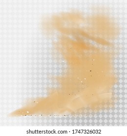 Dust Cloud Isolated On Transparent Background. Sand Storm, Beige Powder Explosion, Desert Wind Concept. Realistic Vector Illustration.
