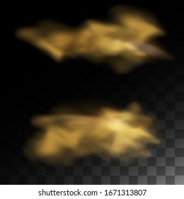 Dust cloud with particles, , desert sandstorm, cloud banner and brown sand flying. Smell smog realistic texture vector illustration isolated.