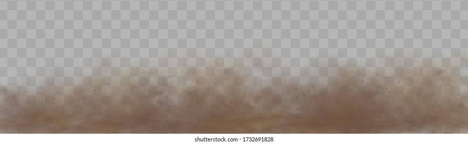 Dust cloud with particles with dirt,cigarette smoke, smog, soil and sand  particles. Realistic vector isolated on transparent background. Concept house cleaning, air pollution,big explosion.
