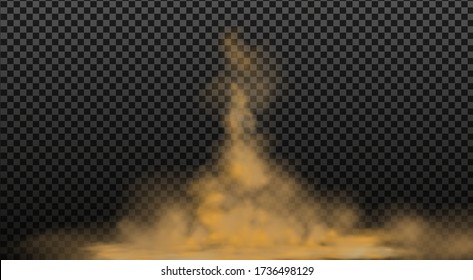 Dust cloud with particles with dirt,cigarette smoke, smog, soil and sand  particles. Realistic vector isolated on transparent background. Concept house cleaning, air pollution,big explosion.
