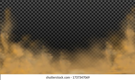 Dust cloud with particles with dirt,cigarette smoke, smog, soil and sand  particles. Realistic vector isolated on transparent background. Concept house cleaning, air pollution,big explosion.

