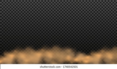 Dust cloud with particles with dirt,cigarette smoke, smog, soil and sand  particles. Realistic vector isolated on transparent background. Concept house cleaning, air pollution,big explosion.
