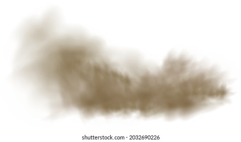 Dust cloud with particles with dirt,cigarette smoke, smog, soil and sand  particles. Realistic vector isolated on transparent background. Concept house cleaning, air pollution,big explosion.
