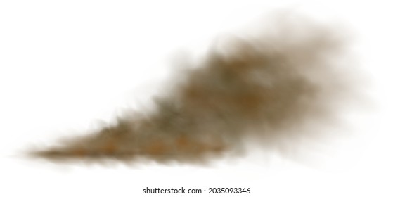 Dust cloud with particles with dirt,cigarette smoke, smog, soil and sand  particles. Realistic vector isolated on transparent background. Concept house cleaning, air pollution,big explosion.
