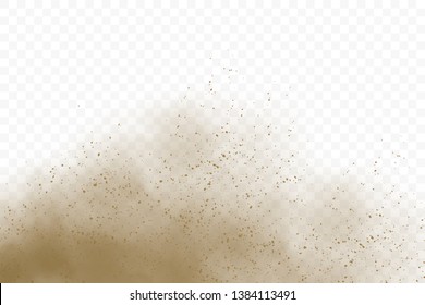 Dust cloud with particles. Sandstorm vector illustration.