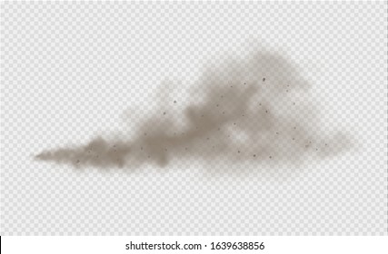 Dust Cloud, Sand Storm, Powder Spray On Transparent Background. Desert Wind With Cloud Of Dust And Sand. Realistic Vector Illustration