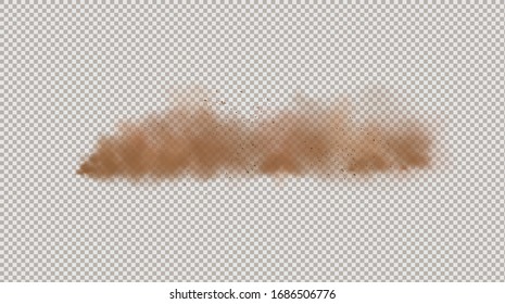 Staubwolke mit kleinen Teilchen oder Sandkörnern einzeln auf transparentem Hintergrund. Dirty sandy Cloud Vektorillustration Illustration.Rauch.