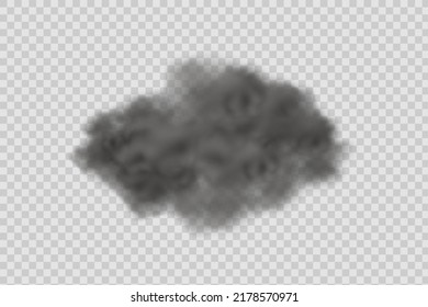 Nubes de polvo con suciedad, humo de cigarrillos, smog y suelo. Vector realista aislado en un fondo transparente. Limpieza domiciliaria, contaminación del aire, gran explosión, tormenta de arena desértica.
