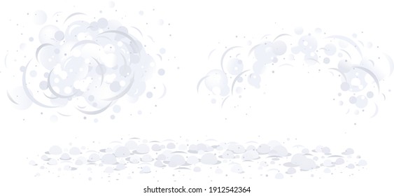 Dust clouds on air isolated illustration, dirty air with small particles of dust, gray dust cartoon clipart, cleaning surfaces from dust