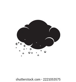 Nubes de polvo, contaminación, partículas alérgicas. Ilustración de iconos de vectores planos. Sencillo símbolo negro sobre fondo blanco.