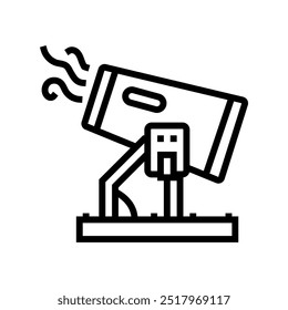 Icono de línea de minería de control de polvo. Vector de minería de control de polvo. Ilustración negra de contorno aislado
