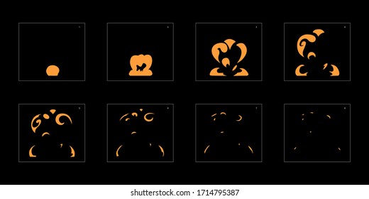 Dust explosion effect. Explosion Animation effect. Animation Sprite sheet for games, cartoon or animation. vector style animation effect 