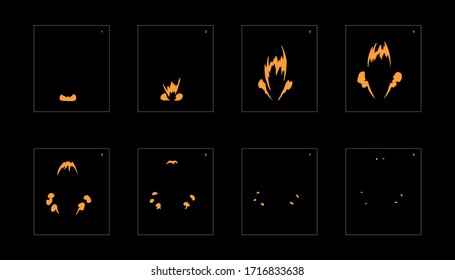 Efecto de explosión de polvo. Efecto Animación de explosión. Animación Sprite hoja para juegos, dibujos animados o animaciones. efecto de animación de estilo vectorial 1147.