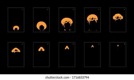 Dust explosion effect. Explosion Animation effect. Animation Sprite sheet for games, cartoon or animation. vector style animation effect 1135.