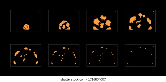 Dust explosion effect. Explosion Animation effect. Animation Sprite sheet for games, cartoon or animation. vector style animation effect 1123.