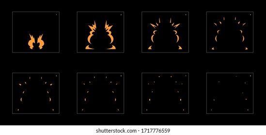 Dust explosion effect. Explosion Animation effect. Animation Sprite sheet for games, cartoon or animation. vector style animation effect