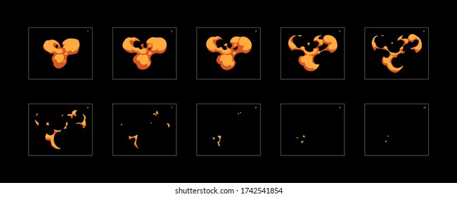Dust explosion effect. Blast animation effect. Animation Sprite sheet for games, cartoon or animation. vector style animation effect 20003.