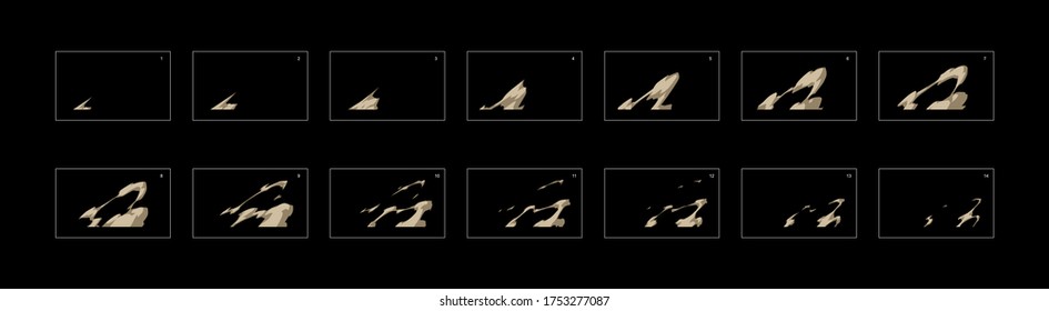 Dust explosion effect. Blast animation effect. Animation Sprite sheet for games, cartoon or animation. vector style animation effect 20021.