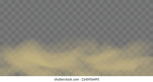 Dust Explosion, Sandstorm On Transparent Background. Desert Wind With Cloud Of Dust And Sand