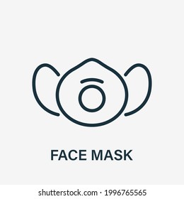 Dust Face Mask Line Icon. Respirator for Protection against Pollution, Dust, Infection, Virus and Allergy. Safety Breathing Respiratory Mask Linear Icon. Editable stroke. Vector illustration.