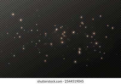 Dust gold. Gold sparks with special light. Vector sparkles on a transparent background. Christmas abstract pattern. Sparkling magical dust particles.