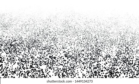 Dust. Gradient particles on white background. Many black dots. 3d. Big data. Futuristic vector illustration.
