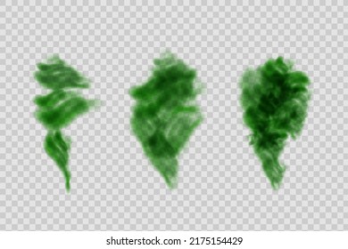 Dust  Green Cloud With Dirt,cigarette Smoke, Smog, Soil And Sand  Particles. Realistic Vector Isolated On Transparent Background. Concept House Cleaning, Air Pollution,big Explosion.