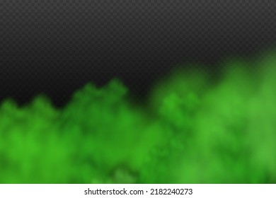 Dust green poisonous cloud with particles with dirt,cigarette smoke and smog. Realistic vector isolated on transparent background. Concept  air pollution,big explosion.