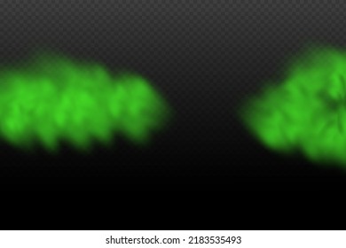 Dust green poisonous cloud with particles with dirt,cigarette smoke and smog. Realistic vector isolated on transparent background. Concept  air pollution,big explosion.