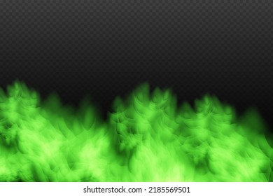 Dust green poisonous cloud with particles with dirt,cigarette smoke and smog. Realistic vector isolated on transparent background. Concept  air pollution,big explosion.
