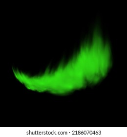 Dust green poisonous cloud with particles with dirt,cigarette smoke and smog. Realistic vector isolated on transparent background. Concept  air pollution,big explosion.