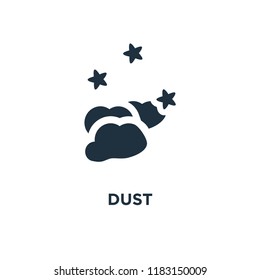 Dust icon. Black filled vector illustration. Dust symbol on white background. Can be used in web and mobile.