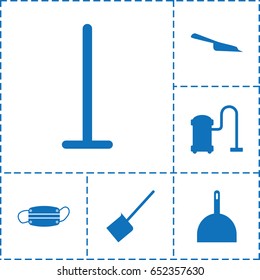 Dust icon. set of 6 dust filled icons such as mop, dustpan, vacuum cleaner