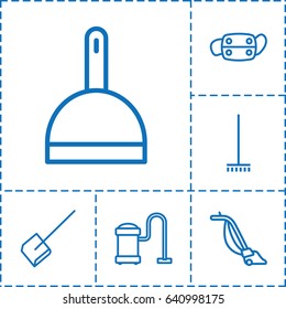 Dust icon. set of 6 dust outline icons such as dustpan, broom, vacuum cleaner