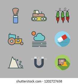 dust icon set. vector set about powder, blackboard, lights and magnet icons set.