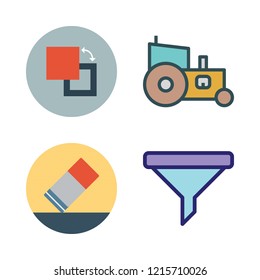 dust icon set. vector set about tractor, background, eraser and filter icons set.