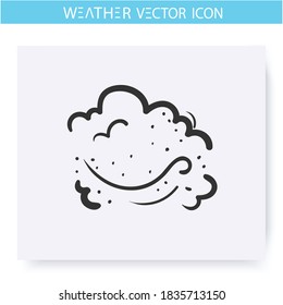 Dust Icon. Smog Storm. Hand Drawn Sketch. Wind Rises Dust. Desert Weather. Dusty Cloud. Windy Weather. Weather Forecast Concept. Meteorology Sign. Isolated Vector Illustration