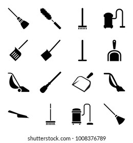 Dust icons. set of 16 editable filled dust icons such as mop, dustpan, broom, vacuum cleaner