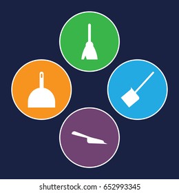 Dust icons set. set of 4 dust filled icons such as broom