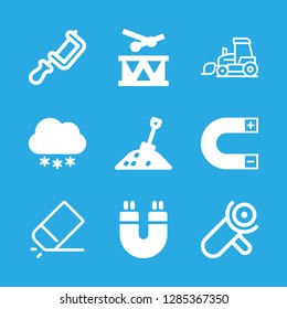 dust icons set with snow cloud, soil and saw vector set