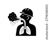 Dust Inhalation Respiratory Hazard icon Icon Isolated On White Background
