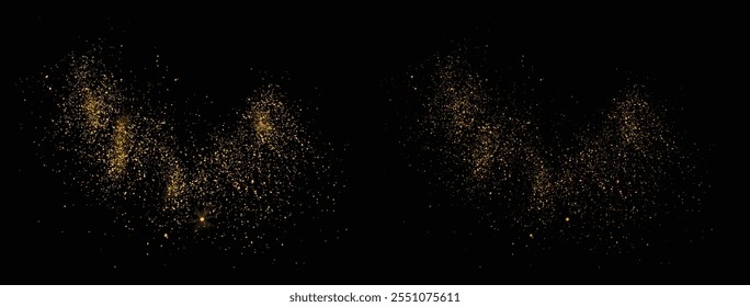 Dust isolated gold glitter confetti light effect bokeh glowing illustration. gold glitter golden dots texture