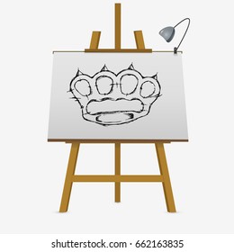 Dust knuckles drawn on easel. Vector stock illustration